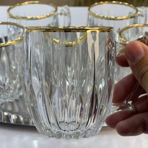 فنجان لب طلا مدل فرچیا رنگ ثابت،کریستال درجه یک ،فروش بصورت دست ،جدید و خاص ،مناسب جهیزیه و مهمانی های ویژه
