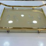 سینی پذیرایی لوکس شیشه ای طلایی، انتخابی درست برای سخت پسندان ،جدیدترین مدل سینی،کف شیشه سکوریت،نشکن و مقاومت بالا در برابر ضربه،رنگ ثابت آبکاری فورتیک