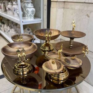 سرویس پذیرایی چوبی برنجی بالرین کد wood-baleer00