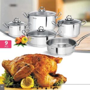 سرویس قابلمه استیل براق 9 پارچه دستی لوکس