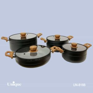 سرویس قابلمه یونیک 8 پارچه مدل رویال درب سیلیکون کد UN-8188