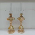 چراغ لامپا سنتی عسلی با نقاشی دستساز