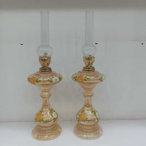 چراغ لامپا سنتی عسلی با نقاشی دست‌ساز