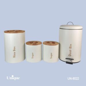 سرویس آشپزخانه 4 پارچه نباتی (کرم ) درب بامبو یونیک کد UN-8022