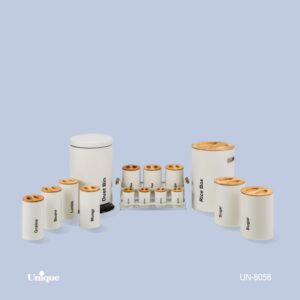 سرویس آشپزخانه 16 نباتی (کرم) درب چوبی یونیک کد UN-8056