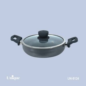 تابه سایز 24 دو دسته کف گرانیت - طوسی یونیک کد UN-8124