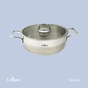 تابه استیل درب دار سایز 28 (فلت) یونیک کد UN-9910