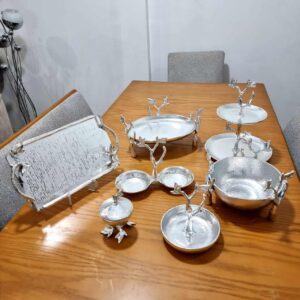 سرویس پذیرایی آلومنیومی درختی نقره ای براق 7 پارچه کد DN78-00