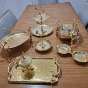 سرویس پذیرایی آلومنیومی درختی طلایی براق 7 پارچه کد DT78-00