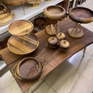 سرویس پذیرایی چوبی برنجی بالرین کد wood-baleer01