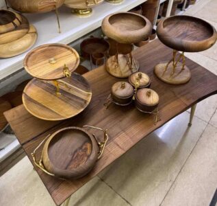 سرویس پذیرایی چوبی برنجی بالرین کد wood-baleer01