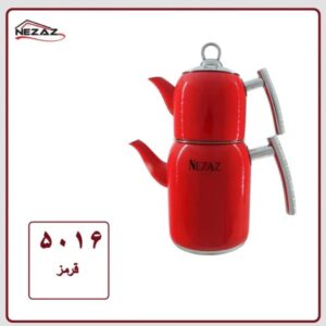 کتری قوری استوانه ای استیل رنگ قرمز پاستیلی نزاز کد 5016