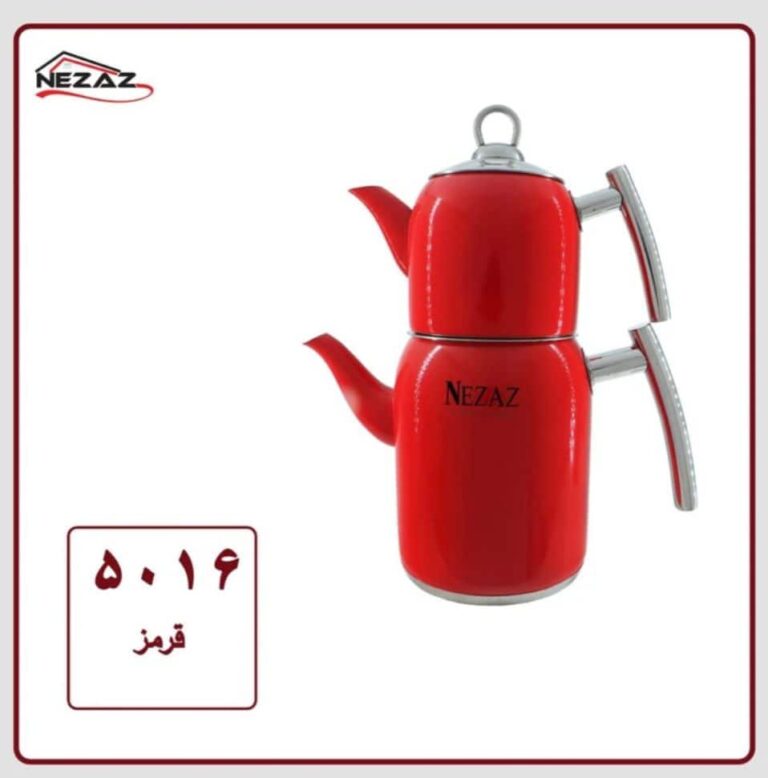 کتری قوری استوانه ای استیل رنگ قرمز پاستیلی نزاز کد 5016