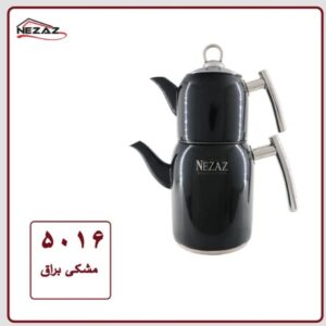 کتری قوری استوانه ای استیل رنگ مشکی براق پاستیلی نزاز کد 5016