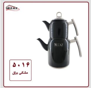 کتری قوری استوانه ای استیل رنگ مشکی براق پاستیلی نزاز کد 5016