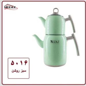 کتری قوری استوانه ای استیل سبز روشن پاستیلی نزاز کد 5016
