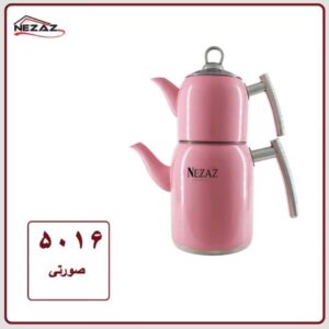کتری قوری استوانه ای استیل صورتی پاستیلی نزاز کد 5016