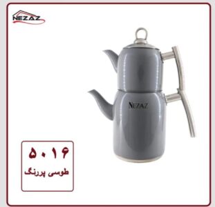 کتری قوری استوانه ای استیل طوسی پررنگ پاستیلی نزاز کد 5016