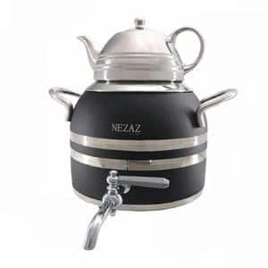 کتری قوری طرح ترک 5 لیتر مشکی کروم استیل نزاز کد 2602
