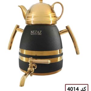 کتری قوری 6 لیتر هرمی استیل مشکی طلایی نزاز کد 4014