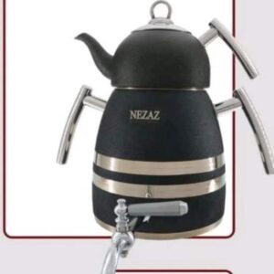 کتری قوری 6 لیتر مشکی نزاز تمام استیل هرمی کد 4015