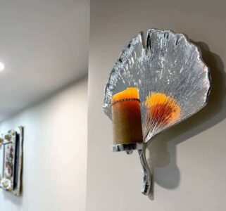 جاشمعی دیوارکوب آلومنیومی برگ انجیر نقره ای کد PN-anj406