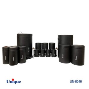 سرویس آشپزخانه 16پارچه مشکی فلورانس درب فلزی یونیک کد UN-8046