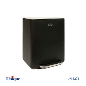 سطل زباله چهارگوش 20لیتری مشکی پدالی درب آرام بند یونیک کد UN-4301
