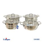 سرویس قابلمه استیل درب فلت یونیک 8 پارچه کد UN-9980