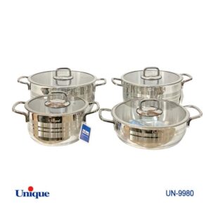 سرویس قابلمه استیل درب فلت یونیک 8 پارچه کد UN-9980